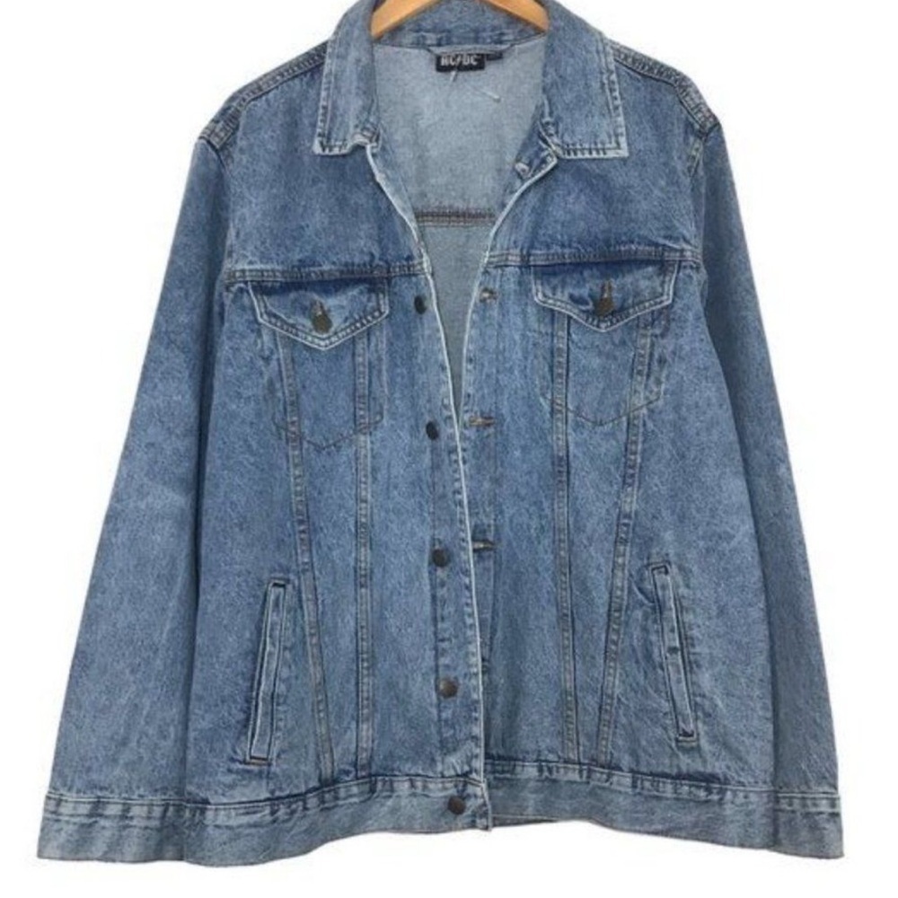AC-DC Denim Jacket 100% Cotton NWOT - Excellent Gift Rock Fan Apparel 40” Chest - Picture 6 of 16